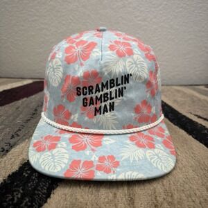 Vintage Hawaiian Hat Cap Strapback Floral Leather Strap Scramblin Gamblin Man
